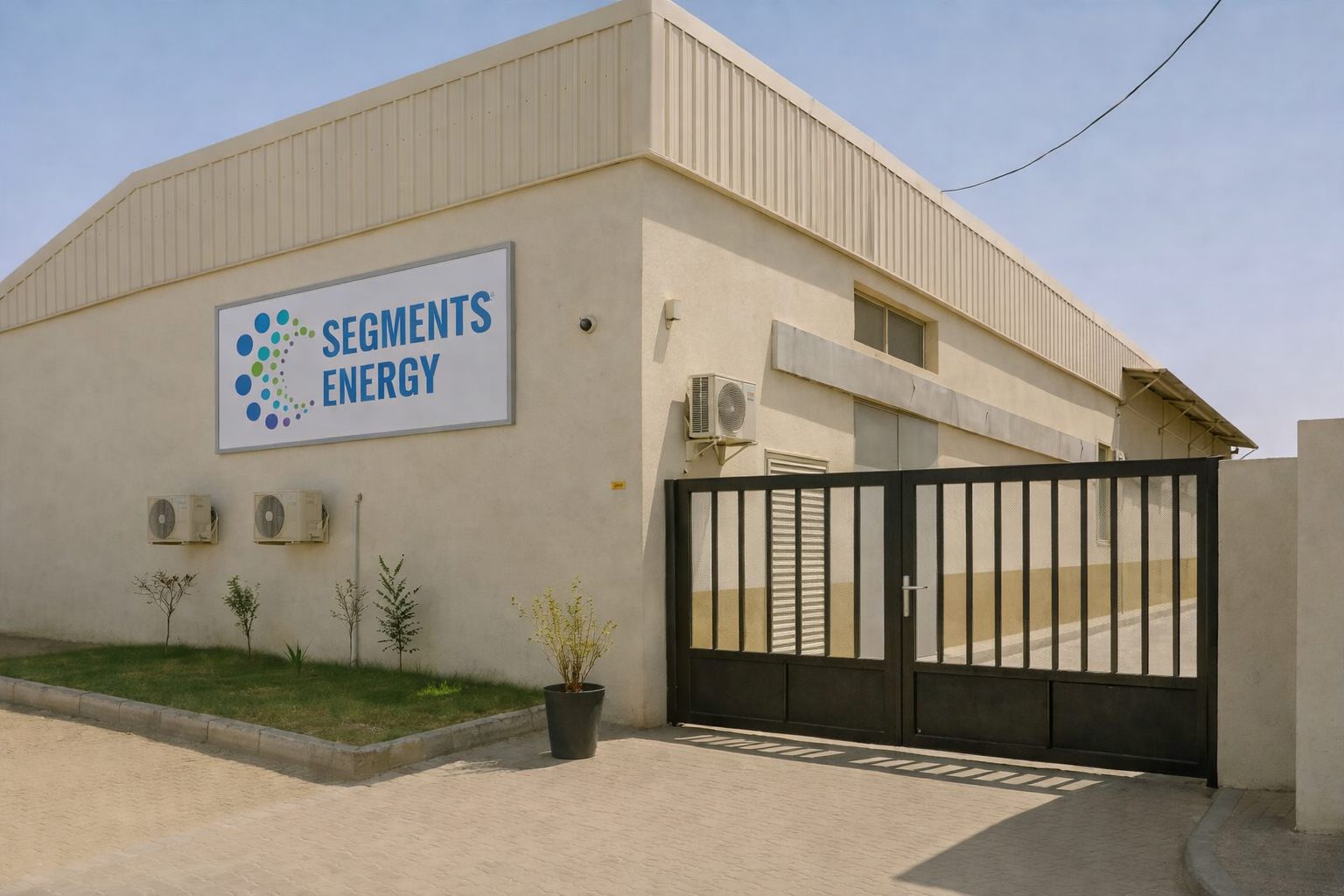 Segments Energy facility entrance with signage