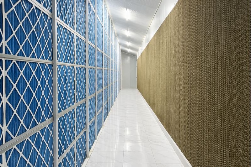 Data center cooling filter corridor